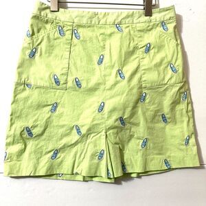 Vintage Lilly Pulitzer Skort Women's Green Embroidered blue Shoe Print mini 8